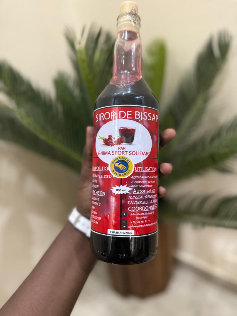 Sirop de bissap hibiscus antioxydant sénégalais 800ml artisanal